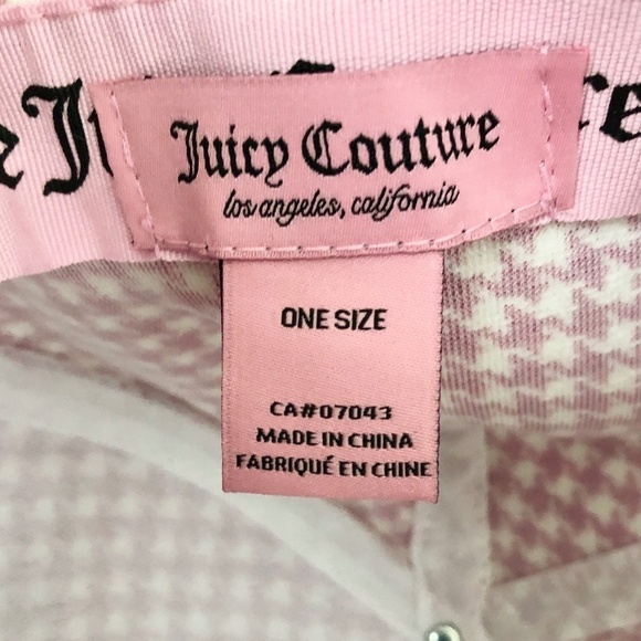 Juicy, Couture, Pink, and, White, Houndstooth, Cap, Hat, Patch Logo, OS, NEW - Picture 13 of 15